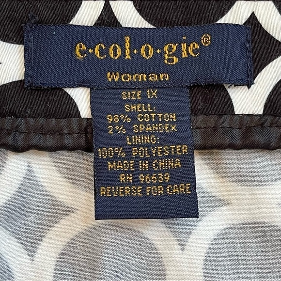 Ecology Women Sz 1X Cotton buttoned front lightweight jacket geo print Blazer - Picture 11 of 13
